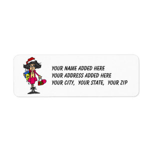 Female Christmas Shopping Return Address Labels
