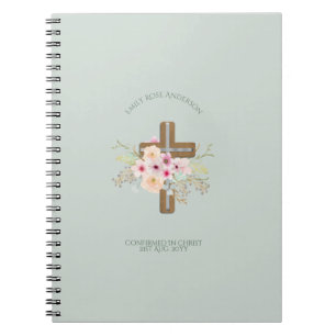 Female Confirmation Gift Floral Cross Personalized Notebook