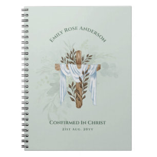 Female Confirmation Gift Floral Cross Personalized Notebook