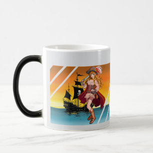 Female corsair or pirate. magic mug
