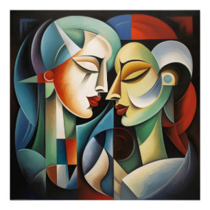 Female Couple Cubism Photo Print