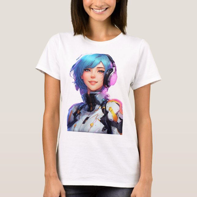 Female Cyborg anime style T-Shirt (Front)