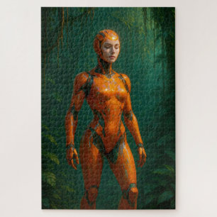 Female Cyborg Jungle Sentinal in Orange Armour Jigsaw Puzzle