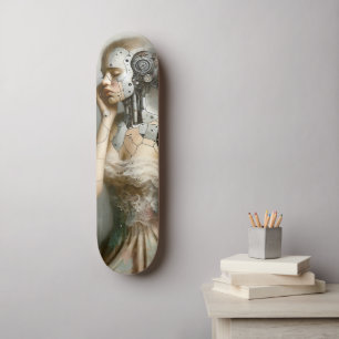 Female Cyborg Woman Ai Art  Skateboard