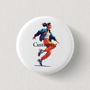 Female Dancer Hip Hop Thunder_Cove 1 Inch Round Button