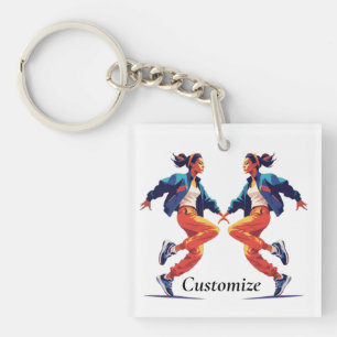 Female Dancer Hip Hop Thunder_Cove Keychain