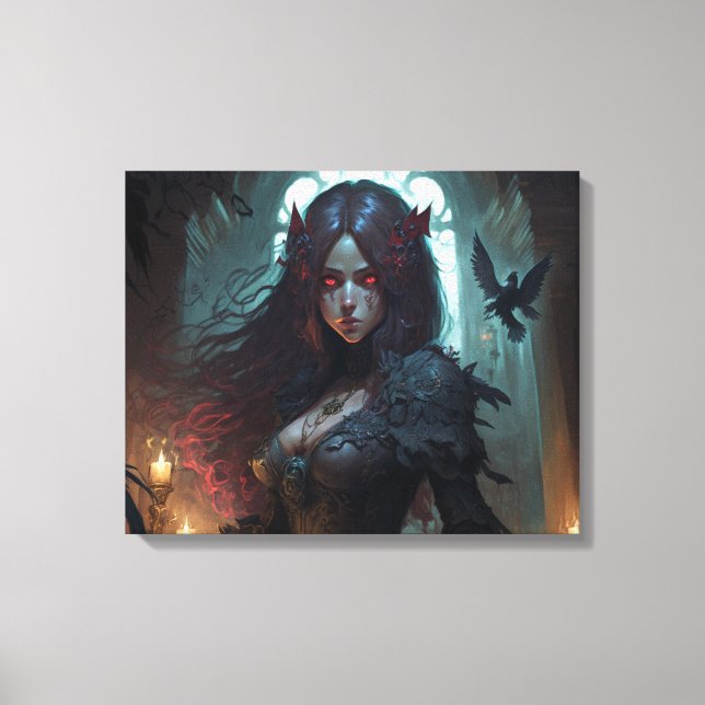 Female Dark Fantasy Anime Canvas Wall Art (Front)