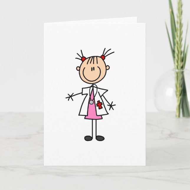 Female Doctor Stick Figure Card (Front)