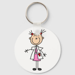Female Doctor Stick Figure Keychain