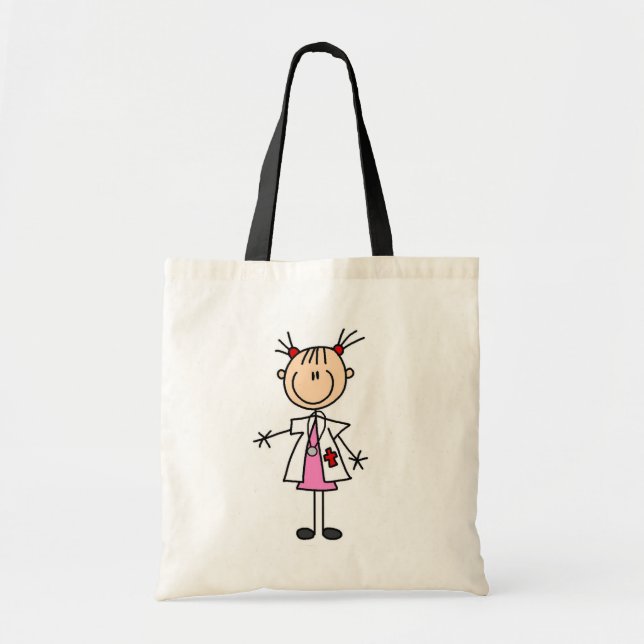 Female Doctor Stick Figure Tote Bag (Front)