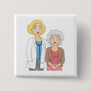 Female Doctor with Senior Woman Patient 2 Inch Square Button