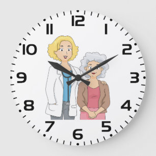 Female Doctor with Senior Woman Patient Large Clock