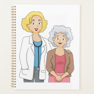 Female Doctor with Senior Woman Patient Planner