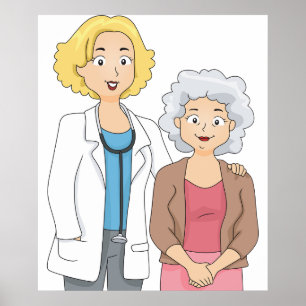 Female Doctor with Senior Woman Patient Poster