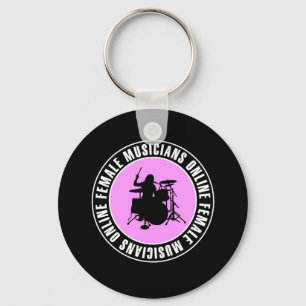 Female Drummer Black Keychain