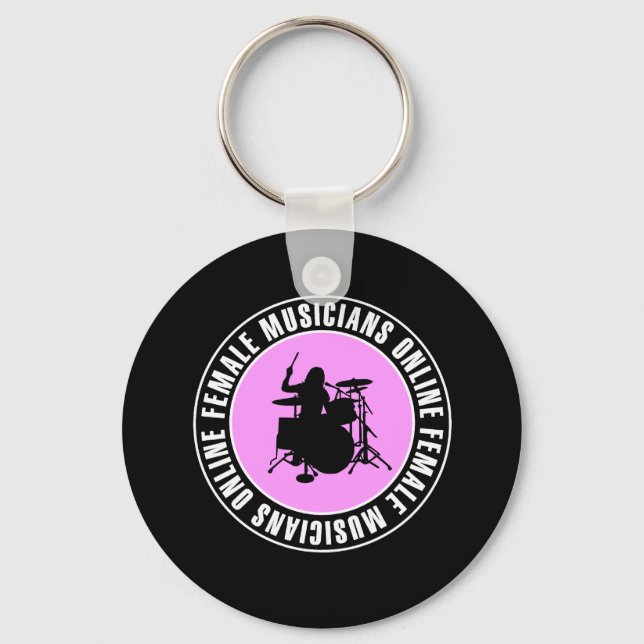 Female Drummer Black Keychain (Front)