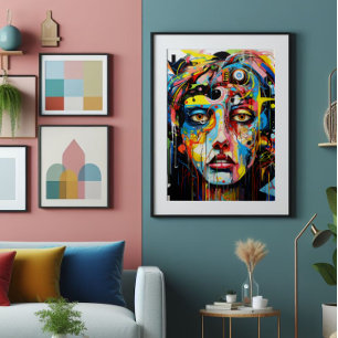 Female Face Colourful Expressionism Photo Print