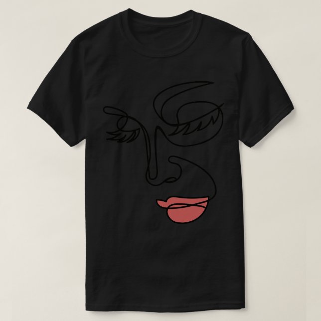 Female Face Continuous Line Art T-Shirt (Design Front)