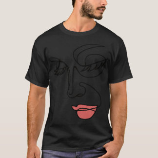 Female Face Continuous Line Art T-Shirt