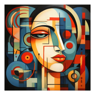 Female Face Cubism Photo Print