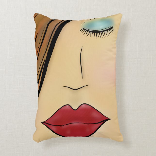 Female Face Decorative Pillow (Front(Vertical))
