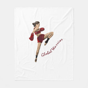 female fighter, global champion fleece blanket