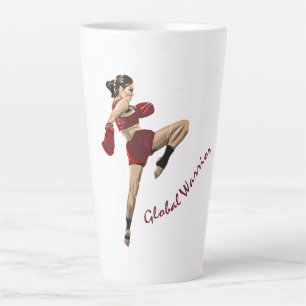 female fighter, global champion latte mug