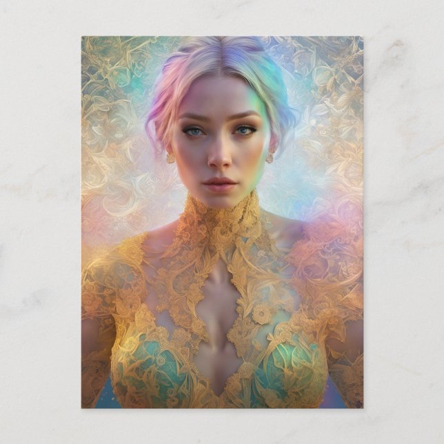 Female Figure in Pastel Lace Postcard (Front)