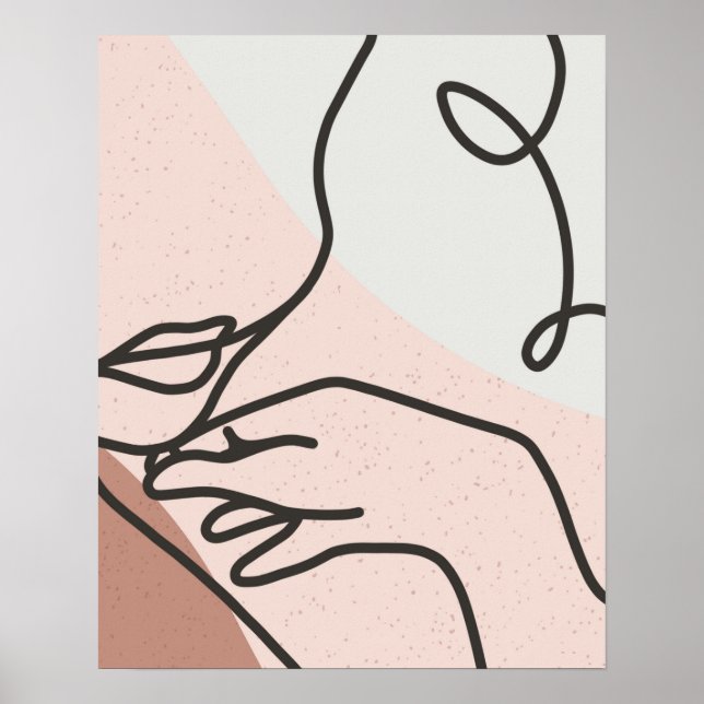 Female Figure One Line Drawing Abstract Art Print (Front)