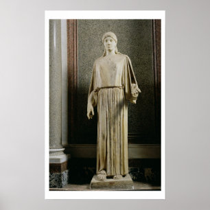 Female figure wearing a peplos, Greek (marble) Poster