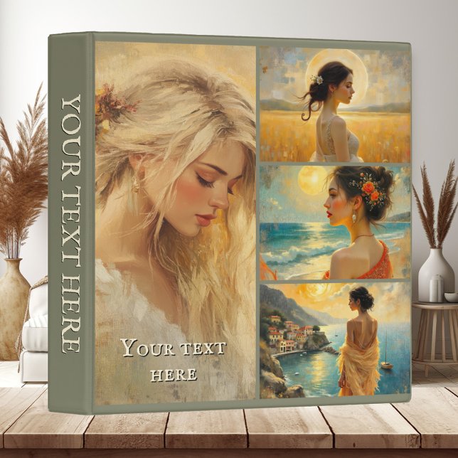 Female Fine Art Collage Binder (Binder featuring a collage with fine art images of women, both on the front and back.)