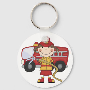Female Firefighter T-shirts and Gifts Keychain