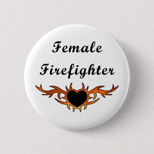 Female Firefighter Tattoo 2 Inch Round Button