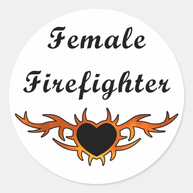 Female Firefighter Tattoo Classic Round Sticker (Front)