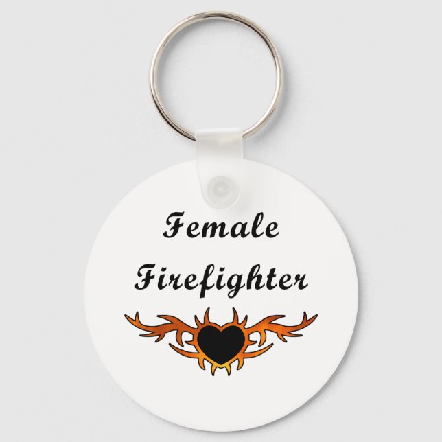 Female Firefighter Tattoo Keychain (Front)