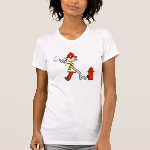 Female Firefighter With Hose T-shirts and Gifts