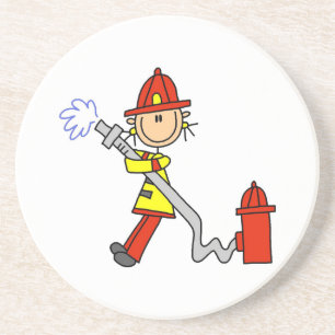 Female Firefighter With Hose T-shirts and Gifts Coaster