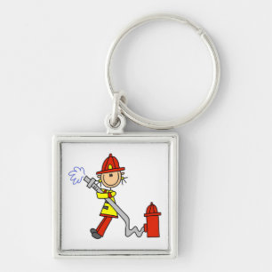 Female Firefighter With Hose T-shirts and Gifts Keychain