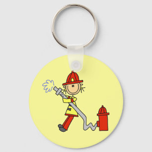 Female Firefighter With Hose T-shirts and Gifts Keychain