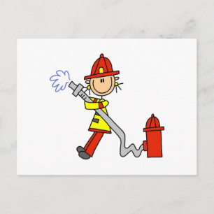 Female Firefighter With Hose T-shirts and Gifts Postcard