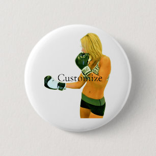 Female Fitness Model boxing Thunder_Cove 2 Inch Round Button