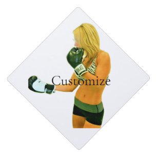 Female Fitness Model boxing Thunder_Cove Graduation Cap Topper
