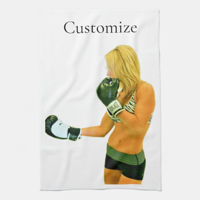 Female Fitness Model boxing Thunder_Cove Kitchen Towel (Vertical)