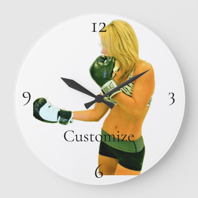 Female Fitness Model boxing Thunder_Cove Large Clock (Front)