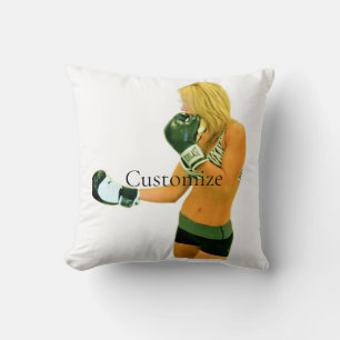 Female Fitness Model boxing Thunder_Cove Throw Pillow