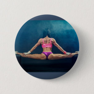 Female Fitness Model Split Thunder_Cove   2 Inch Round Button