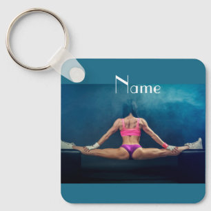 Female Fitness Model Split Thunder_Cove Keychain