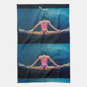 Female Fitness Model Split Thunder_Cove Kitchen Towel
