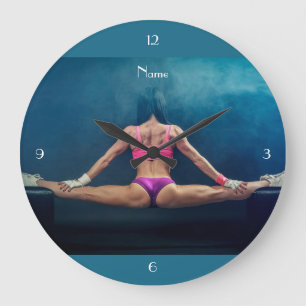 Female Fitness Model Split Thunder_Cove Large Clock