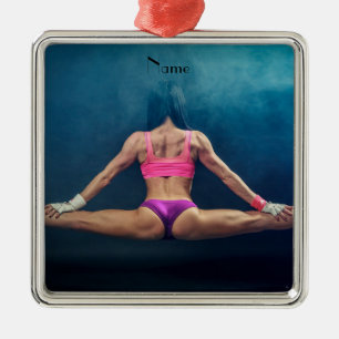 Female Fitness Model Split Thunder_Cove Metal Ornament